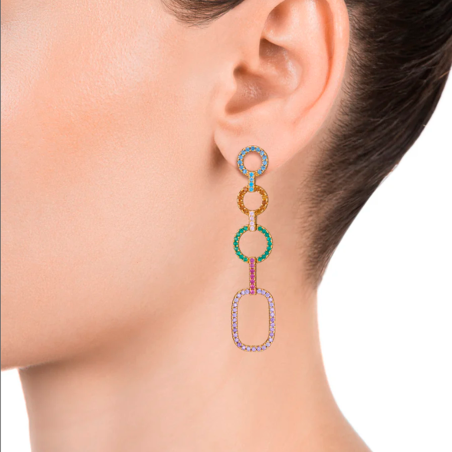 PENDIENTES VICEROY PLATA DE LEY CON BAÑO DE ORO Y CIRCONITAS DE COLORES 13110E100-39