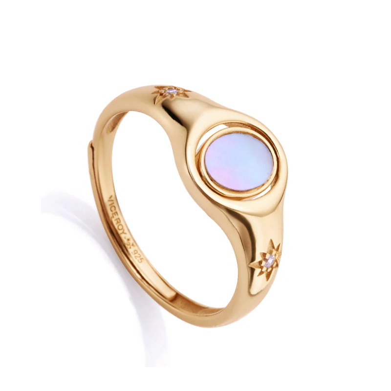Anillo Viceroy Elegant de plata de ley con baño de oro con madre perla y circonita blanca 13103A01