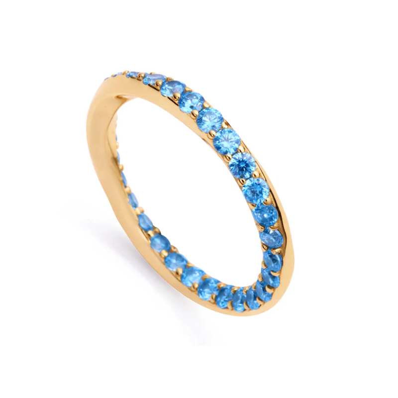 Anillo Viceroy plata de ley bañado en oro biselado con circonitas azules 13135A01