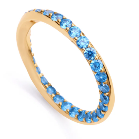 Anillo Viceroy plata de ley bañado en oro biselado con circonitas azules 13135A01