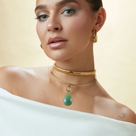 Colgante Viceroy de acero de acero Ip dorado colección Laura Escanes con piedra verde 14233M01012