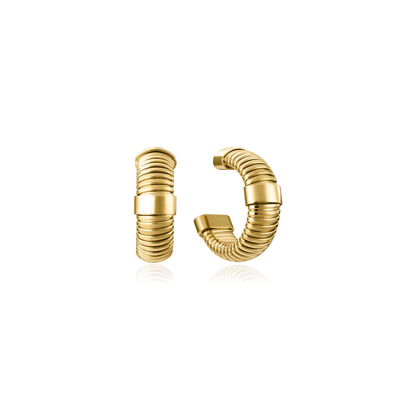 Pendientes Viceroy de acero IP dorado colección Laura Escanes tubogas 75393E01012