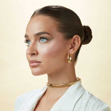 Pendientes Viceroy de acero IP dorado colección Laura Escanes tubogas 75393E01012