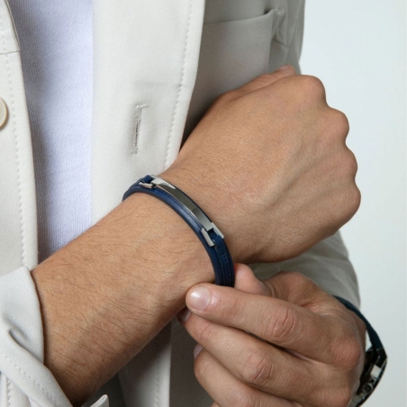 Pulsera Viceroy de hombre de acero y piel azul 75378P01013