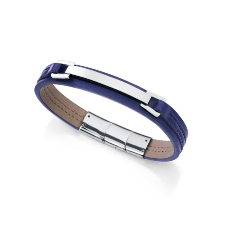 Pulsera Viceroy de hombre de acero y piel azul 75378P01013