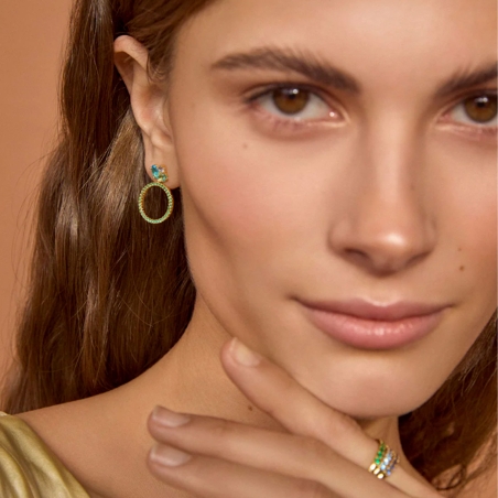 Anillo Viceroy Elegant de plata de ley bañado en oro con tres filas de circonitas 13136A01