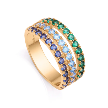 Anillo Viceroy Elegant de plata de ley bañado en oro con tres filas de circonitas 13136A01