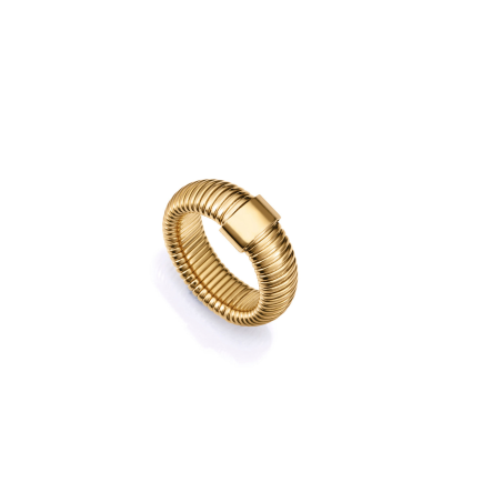 Anillo Viceroy de acero Ip dorado colección Laura Escanes tubogas 75393A01