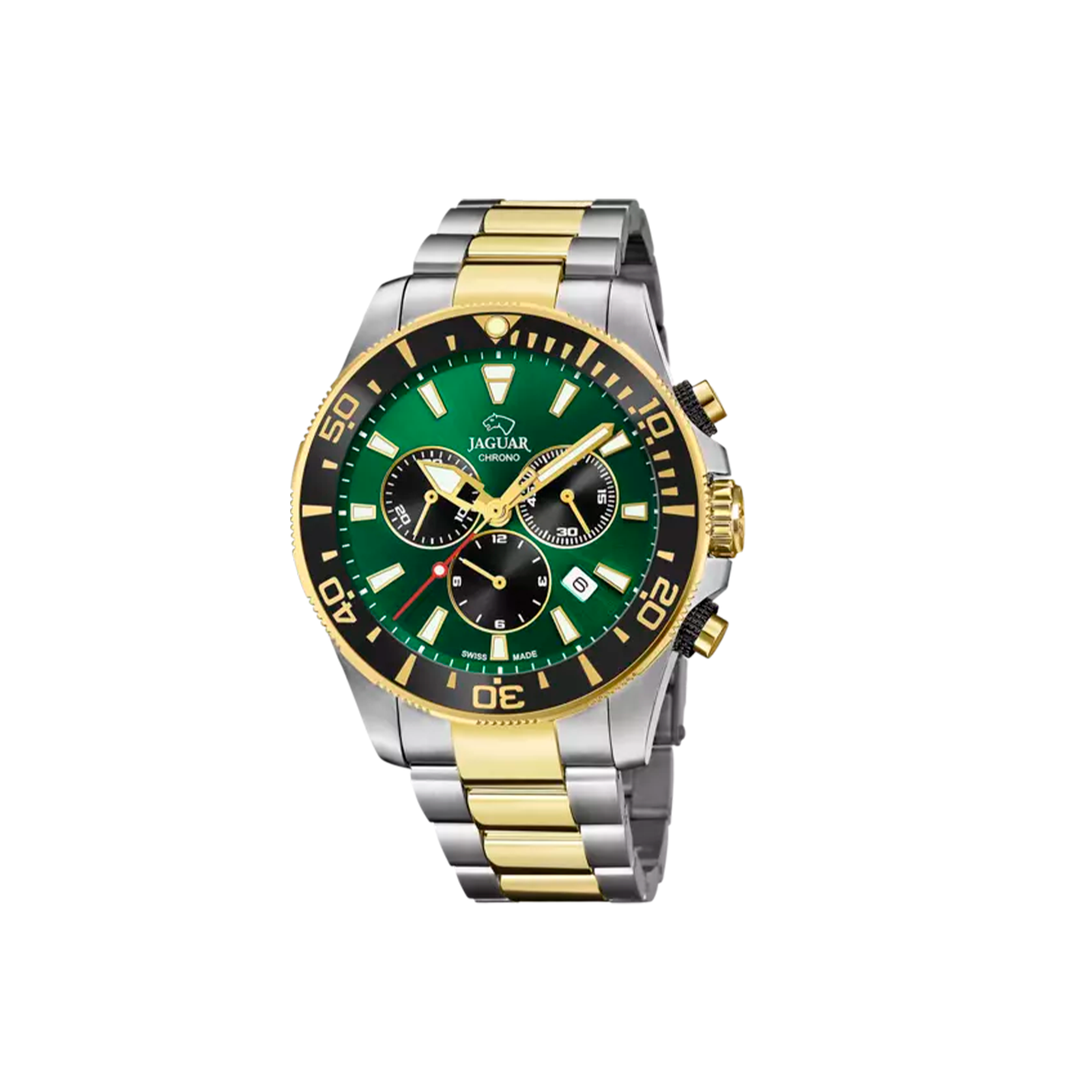 Reloj Suizo Jaguar Executive Pionnier esfera verde correa bicolor