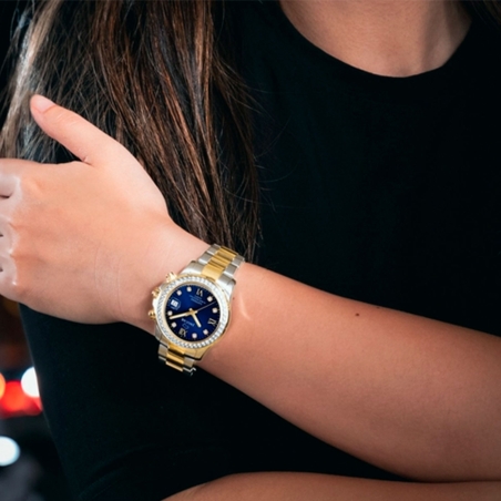 Reloj Suizo Jaguar Executive Dame esfera azul correa bicolor J893/2