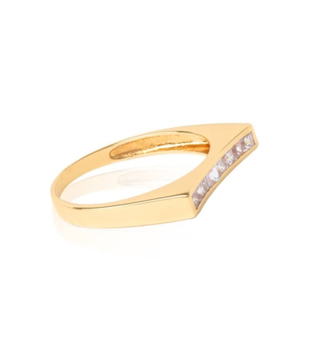 Anillo Oro 18k cóncavo con circonitas