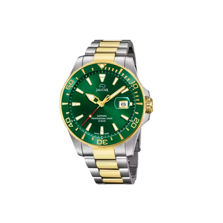 Reloj Suizo Jaguar pro Diver verde correa bicolor esfera verde J863/B