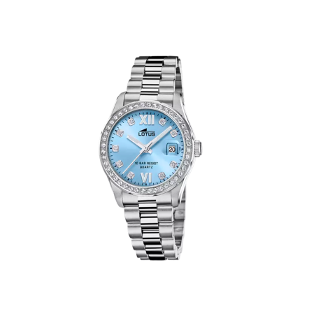 Reloj Lotus Freedom esfera azul celeste correa plateada acero 316L mujer 18933/5