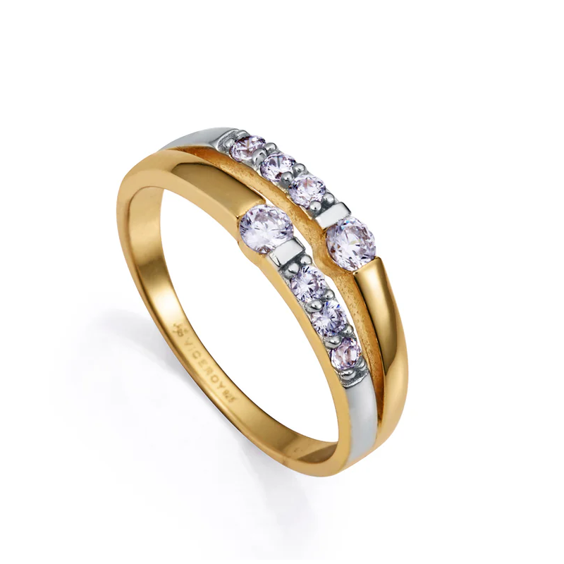 Anillo Viceroy plata de primera ley con baño de oro y rodio con circonitas 9136A01