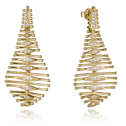 Pendientes Viceroy de plata de primera ley con baño de oro forma de hoja 2318E100-30