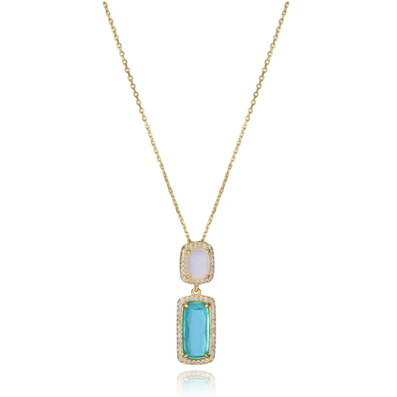 Collar Viceroy plata de ley con baño de oro y colgante con dos cristales 2305C100-59
