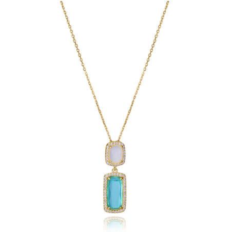 Collar Viceroy plata de ley con baño de oro y colgante con dos cristales 2305C100-59
