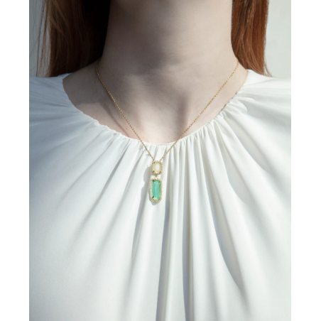 Collar Viceroy plata de ley con baño de oro y colgante con dos cristales 2305C100-59