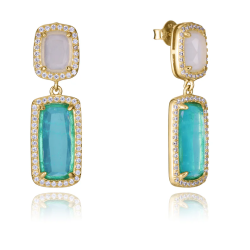 Pendientes Viceroy plata de ley con baño de oro y colgante con dos cristales 2305E100-59