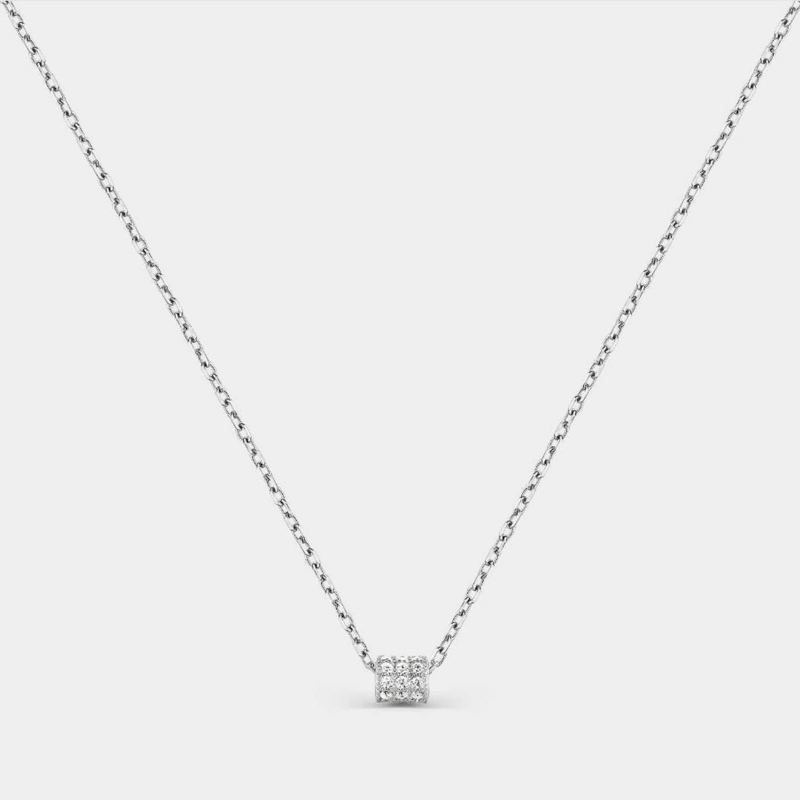 Collar Itemporality de plata con circonitas en forma de barril SNL-101-141-UU
