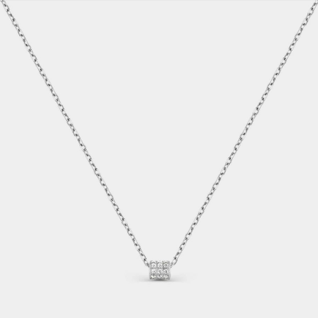 Collar Itemporality de plata con circonitas en forma de barril SNL-101-141-UU