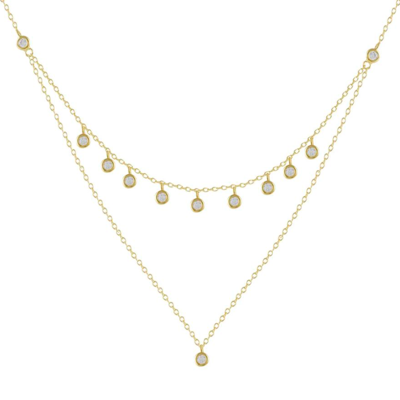 Collar Itemporality doble de plata y circonitas SNL-201-029-UU