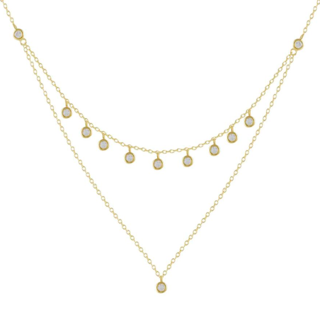 Collar Itemporality doble de plata y circonitas SNL-201-029-UU