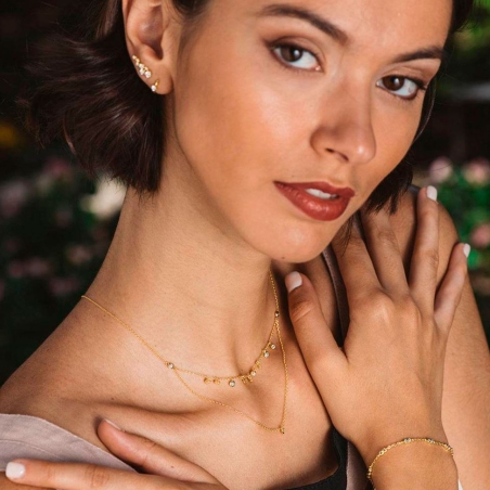 Collar Itemporality doble de plata y circonitas SNL-201-029-UU