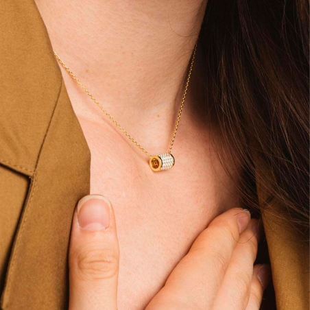 Collar Itemporality de plata bañada en oro y circonitas SNL-201-033-UU