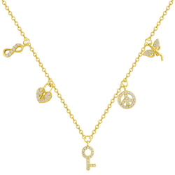 Collar Itemporality de plata bañada en oro y circonitas SNL-201-035-UU