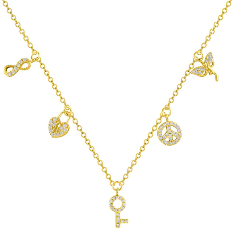 Collar Itemporality de plata bañada en oro y circonitas SNL-201-035-UU