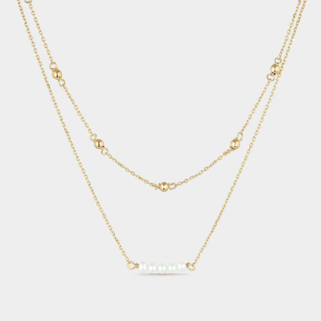 Gargantilla Itemporality cadena doble plata y perla SNL-201-137-UU