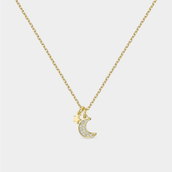 Collar estrella y luna bañado en oro SNL-201-145-UU