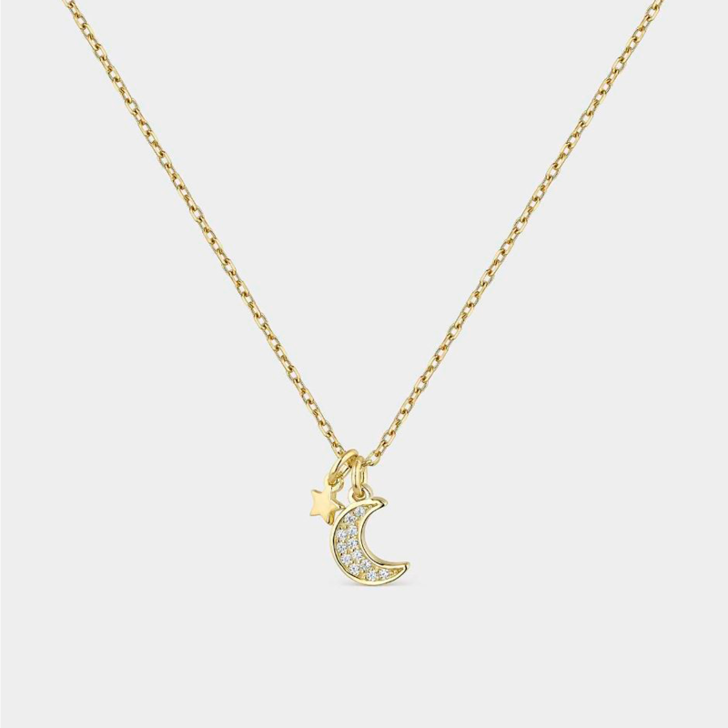 Collar estrella y luna bañado en oro SNL-201-145-UU
