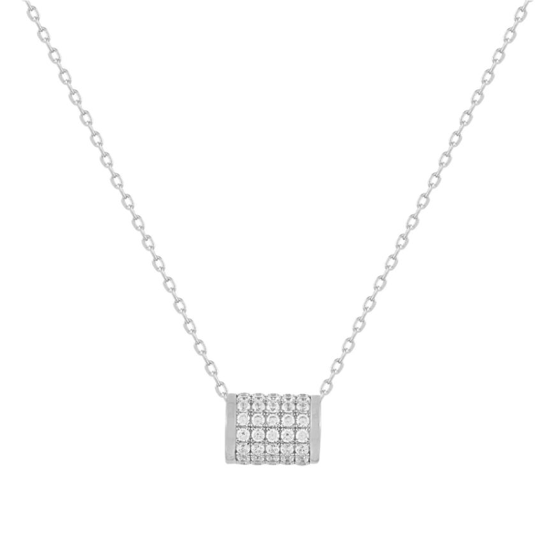 Collar Itemporality plata y circonitas cilindro SNL-101-034-UU