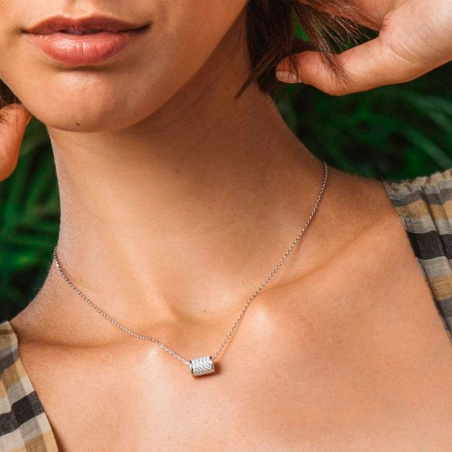 Collar Itemporality plata y circonitas cilindro SNL-101-034-UU