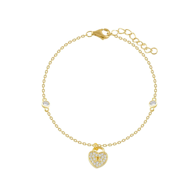 PULSERA ITEMPORALITY BAÑO ORO 18K CON CANDADO EN FORMA DE CORAZÓN SBR-201-019-UU