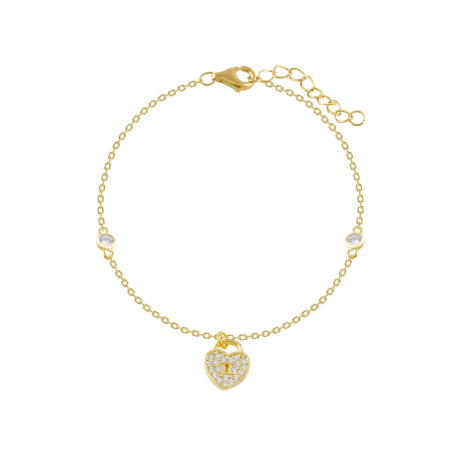 PULSERA ITEMPORALITY BAÑO ORO 18K CON CANDADO EN FORMA DE CORAZÓN SBR-201-019-UU