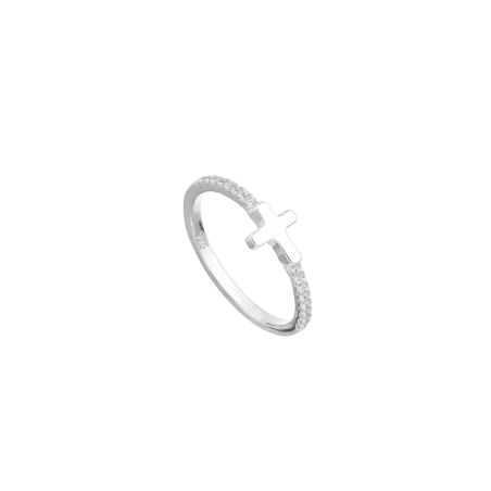 Anillo Itemporality cruz plata con circonita SRN-101-059