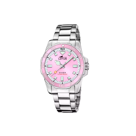 Reloj Lotus Trendy esfera rosa correa acero inoxidable 316L mujer 18937/1