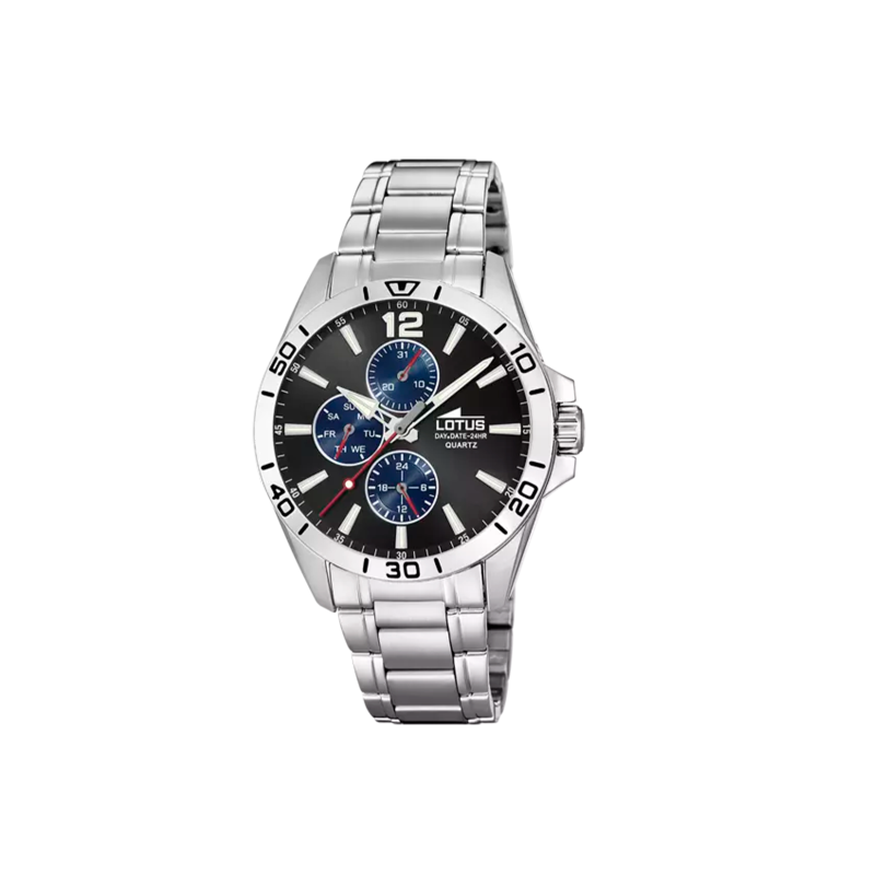 Reloj Lotus multifunción esfera gris correa plateada  hombre 18812/2