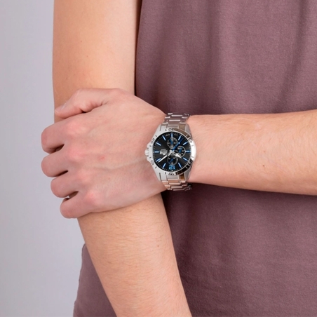 Reloj Lotus multifunción esfera gris correa plateada  hombre 18812/2