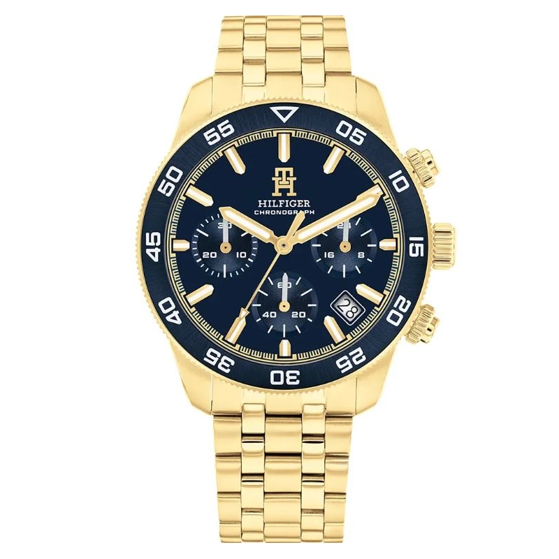 Reloj Tommy Hilfiger acero dorado ip esfera azul 1792158