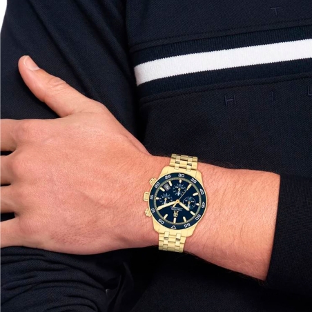 Reloj Tommy Hilfiger acero dorado ip esfera azul 1792158