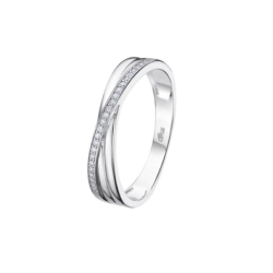 Anillo Lotus silver banda cruzada circonitas mujer plata LP3447-3/11