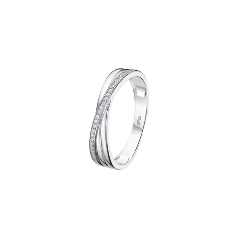 Anillo Lotus silver banda cruzada circonitas mujer plata LP3447-3/11