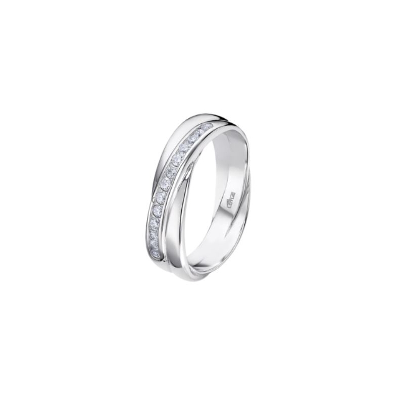 Anillo Lotus silver banda cruzada circonitas mujer plata LP3448-3/11