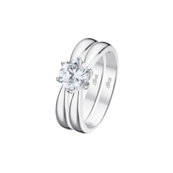 Anillo Lotus silver solitario doble plata circonita mujer LP3509-3/11