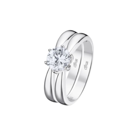 Anillo Lotus silver solitario doble plata circonita mujer LP3509-3/11