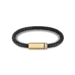 Pulsera Hugo Boss Piel Trenzada Negra 1580624